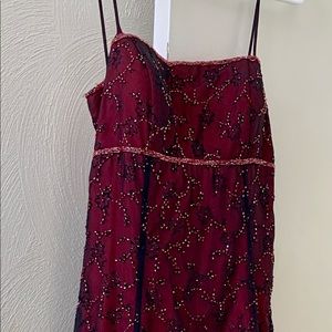 A beautiful floor- length wine colored gown